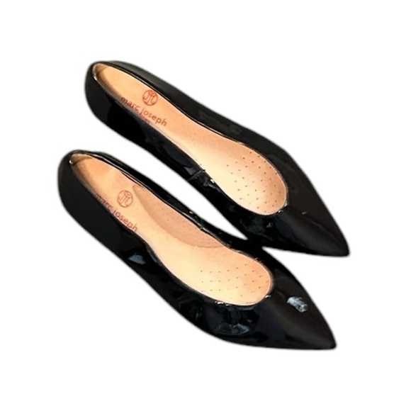 NEW Marc Joseph Bianca Patent Leather Pointed Toe Flats in Black - Picture 1 of 8
